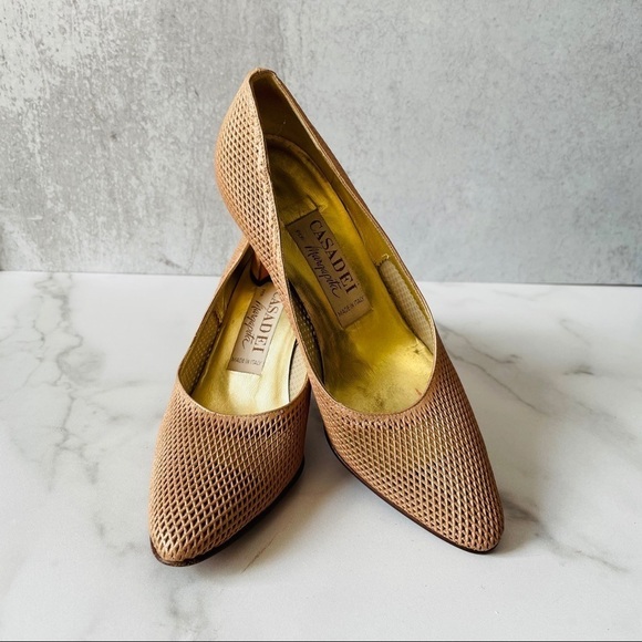 Vintage Casadei Rose Gold Mesh Pumps - Picture 8 of 9